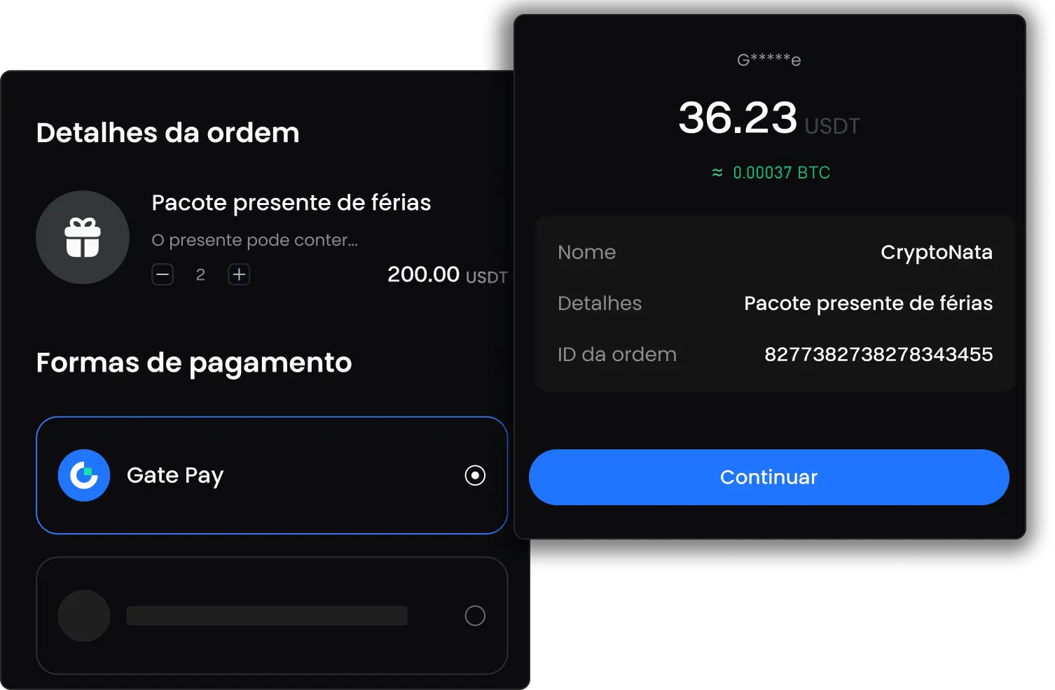 Pagamento de checkout